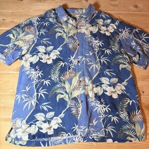 Tommy Bahama Silk Multicolor Hawaiian Shirt Floral Tropical Button Up Men XL
